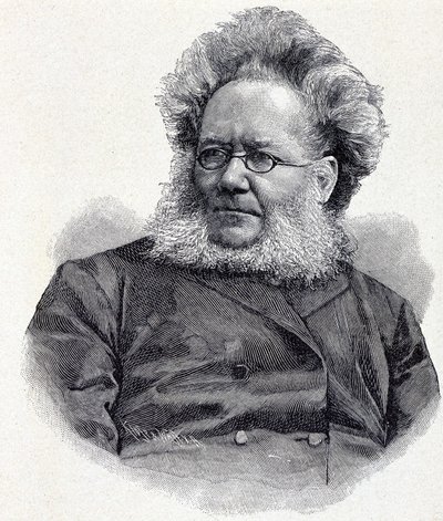 Portrét Henrika (Henriho) Johana Ibsena (1828-1906), norského básníka a dramatika, rytina 19. století od Unknown artist