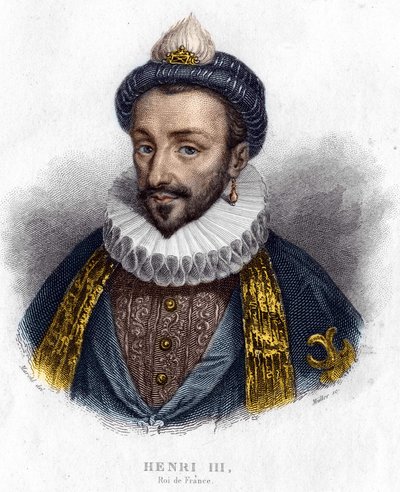 Portrét Jindřicha III. (1551 - 1589), francouzského krále, rytina 19. století od Unknown artist