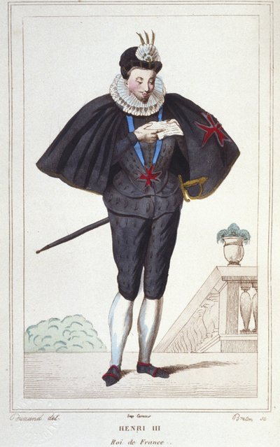 Portrét Jindřicha III. (1551 - 1589), krále Francie. rytina z roku 1830 od Unknown artist