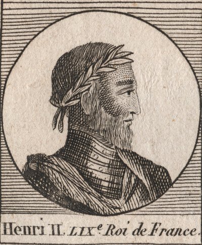 Portrét Jindřicha II. (1519-1559) francouzského krále - Jindřich II. (1519-59), francouzský král - rytina z „Instruction sur l