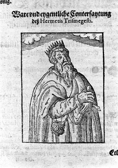 Portrét Hermes Trimegiste (Trismegistus), astrolog. Rytina z „Alchimia Nova“ od Giovanniho Battisty Birelliho od Unknown artist