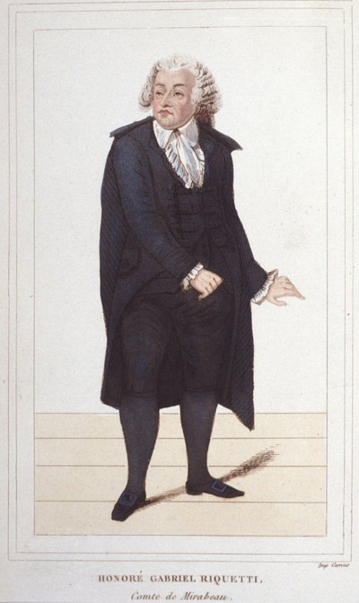 Portrét Honore Gabriela Riquettiho, hraběte z Mirabeau (1749-1791), francouzského politika. rytina z roku 1830 od Unknown artist