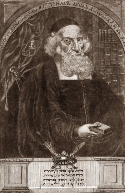 Portrét Isaaca Aboaba da Fonseca (1605-1693) - Isaak Aboab Foonseca - rabín, učenec, kabalista a spisovatel od Unknown artist