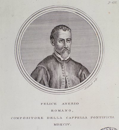 Portrét italského skladatele Felice Aneria (rytina od Unknown artist