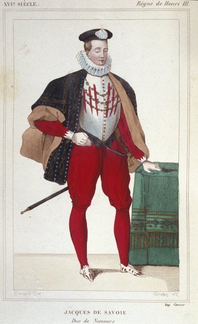 Portrét Jacquese de Savoie Nemours (1531-1585), hraběte ze Ženevy a vévody z Nemours v letech 1533 až 1585. Rytina z roku 1830. od Unknown artist