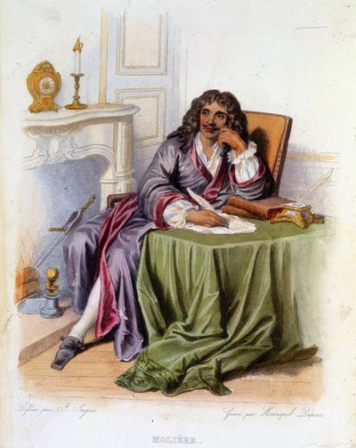 Portrét Jeana-Baptista Poquelina dit Molière, francouzského dramatika a herce (1622-1673) - v „“Le Plutarque francais““, Ed. Mennechet od Unknown artist