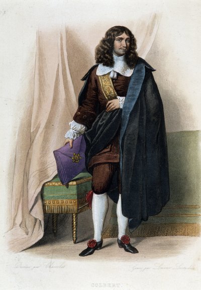 Portrét Jeana Baptista (Jean-Baptiste) Colberta (1619-1683), francouzského státníka (1619-1683) - v „“Le Plutarque francais““, od Mennecheta od Unknown artist