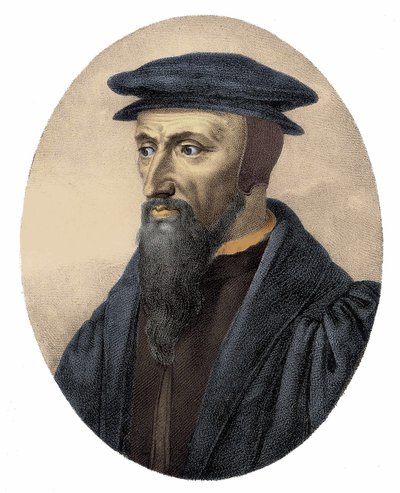 Portrét Jeana Calvina (1509 - 1564) - rytina od Unknown artist