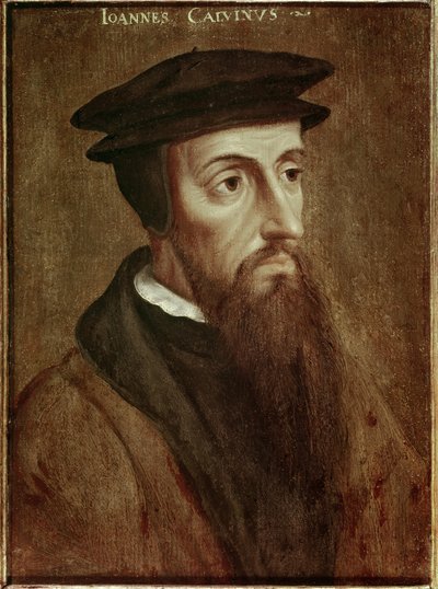 Portrét Jeana Calvina (Jean Cauvin) Francouzský reformátor a spisovatel (1509-1564) Anonymní obraz. 1550. Rotterdam. Musee Boymans Van Beuningen - Portrét Johna Calvina (Jean Cauvin), francouzského spisovatele, teologa a pastora během protestantské reforma od Unknown artist