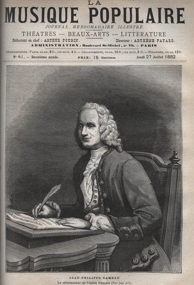 Portrét Jean Philippe Rameau (1683-1764) - Portrét Jean-Philippe (Jean Philippe) Rameau (1683-1764), francouzský skladatel - rytina v proslulém týdeníku "La musique populaire""" - 1882 od Unknown artist
