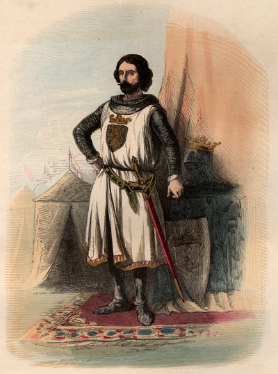 Portrét Jana (Johanna) I. Brabantského, známého jako Vítězný (1253-1294), byl vévodou z Brabantu v letech 1267-1294 a vévodou z Limburgu v letech 1288-1294. Rytina z roku 1868 v „Histoire de Belgique od primitivních dob do konce vlády Leopolda I.“ od od Unknown artist