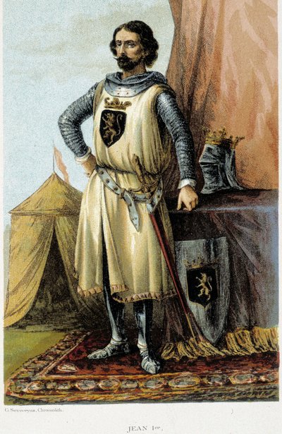 Portrét Jana I., známého jako Vítězný (1268-1294), vévoda z Brabantu. Chromolitografie 19. století. od Unknown artist
