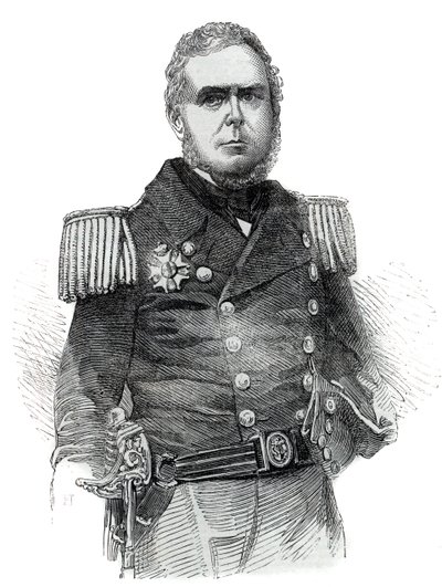 Portrét Johna Pascoe Grenfella (1800-1869) námořního důstojníka a diplomata Brazilské říše - rytina 1852 od Unknown artist