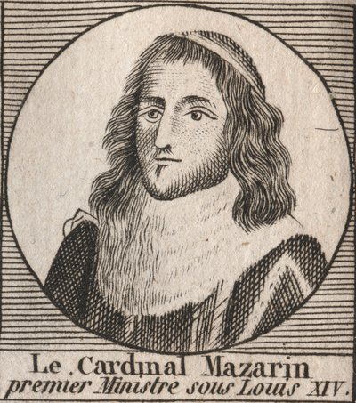 Portrét Julese Mazarina (1602-1661), známého jako kardinál Mazarin, předseda vlády za Ludvíka XIV. - Kardinál Mazarin sloužil jako hlavní ministr Ludvíka XIV. - rytina z „Instruction sur l