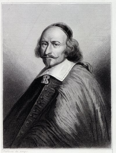 Portrét Julese Mazarina (Giulio Raimondo Mazzarino nebo Mazarino) (1602-1661), francouzského kardinála a politika - v „Histoire des Français“ “od Lavallée, rytina, sd. od Unknown artist