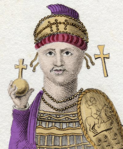 Portrét Justiniána I. (Velikého) (Flavius Petrus Sabbatius Justinianus).482 - 565. Římský císař Orientu. od Unknown artist