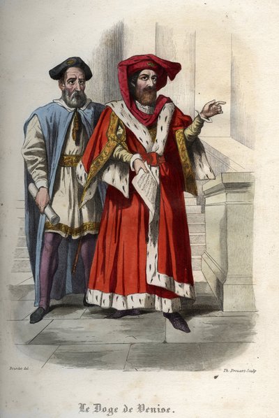 Portrét Leonarda Loredana (Loredano) (1436-1521), dóže Benátské republiky. Rytina z roku 1842 v „Histoire des Popes““ od Maurice Lachatre. Soukromá sbírka. od Unknown artist