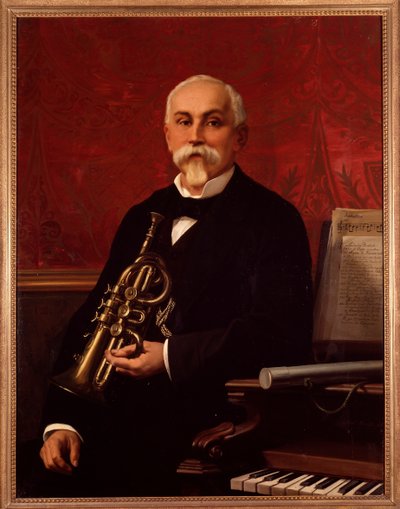 Portrét Lodovica Bortolottiho (19. století) italský hudebník Drží trubku. Anonymní malování. 19. století. Bologna, občanské bibliografické muzeum od Unknown artist