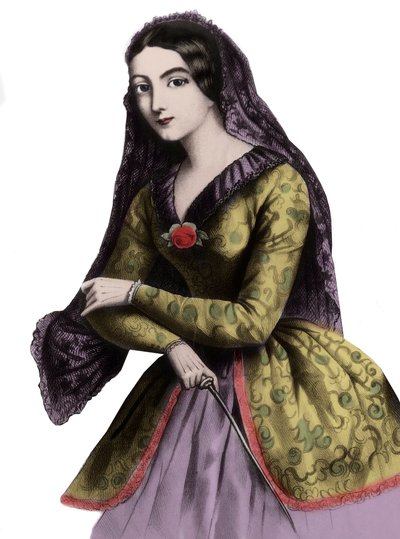Portrét Loly Montez (1821-1861) (Marie Dolores Eliza Rosanna Gilbert), exotická tanečnice a kurtizána, známá jako milenka krále Ludvíka I. Bavierského od Unknown artist