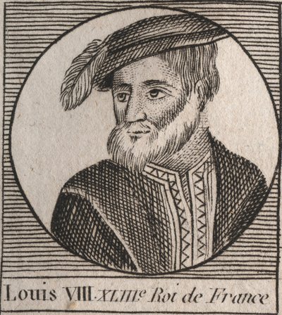 Portrét Ludvíka VIII. (1187-1226) dit le Lion, roi de France - Ludvík VIII. Lev (1187-1226) francouzský král v letech 1223 až 1226 - rytina z „Instruction sur l