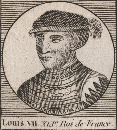 Portrét Ludvíka VII dit le Jeune (1120-1180), krále franků v letech 1137 až 1180 - Ludvík VII. (nazývaný Mladší nebo Mladý), král Franků - rytina z „Instruction sur l