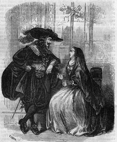 Portrét Ludvíka XIII. (1601-1643) francouzského krále a mademoiselle de Lafayette - rytina z 19. století od Unknown artist