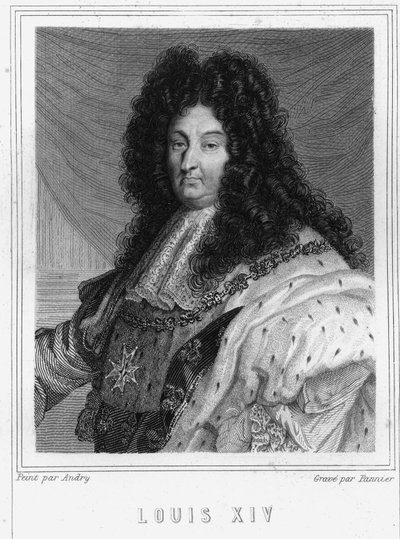 Portrét Ludvíka XIV. (1638 - 1715), francouzského krále - v „Histoire des Français““ od Lavallée, rytina, sd. od Unknown artist