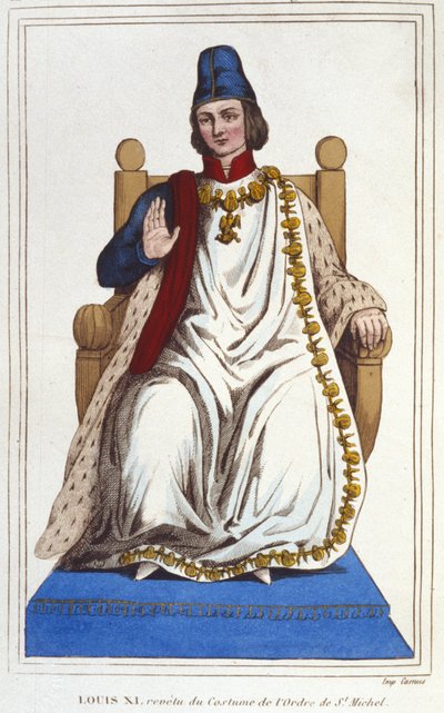 Portrét Ludvíka XI. v kostýmu řádu Saint Michel (1423 - 1483). rytina z roku 1830 od Unknown artist