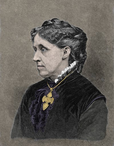 Portrét Louisy May Alcottové (1832-1888), americké spisovatelky. Barevná rytina z 19. století. od Unknown artist