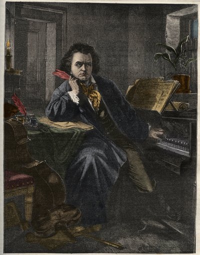 Portrét Ludwiga van Beethovena (1770-1827), německého skladatele a klavíristy od Unknown artist