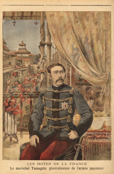 Portrét Marechala Yamagata Aritoma (1838-1922), japonského vojáka a politika, velel první japonské armádě během války proti Číně v roce 1894. Rytina v „“Le petit journal”” 10/05/1896. Selva sbírka. od Unknown artist