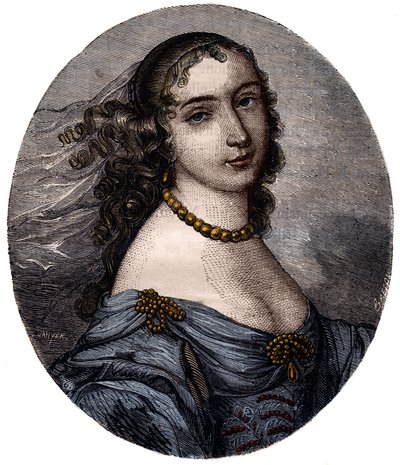 Portrét Marguerite Hessein, Madame de la Sabliere (1636-1693) Francouzský Salonniere. Rytina 19. století. od Unknown artist
