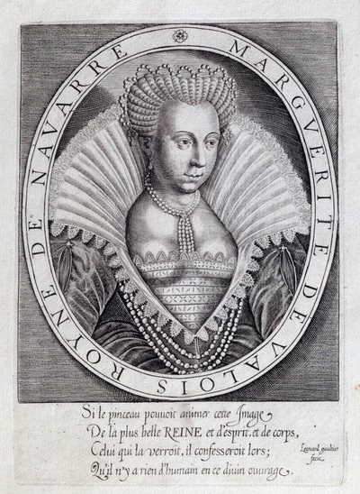 Portrét Marguerite de Valois (1553 - 1615) známé jako královna Margot. Rytina 16. století. Pau, Musee du Chateau od Unknown artist