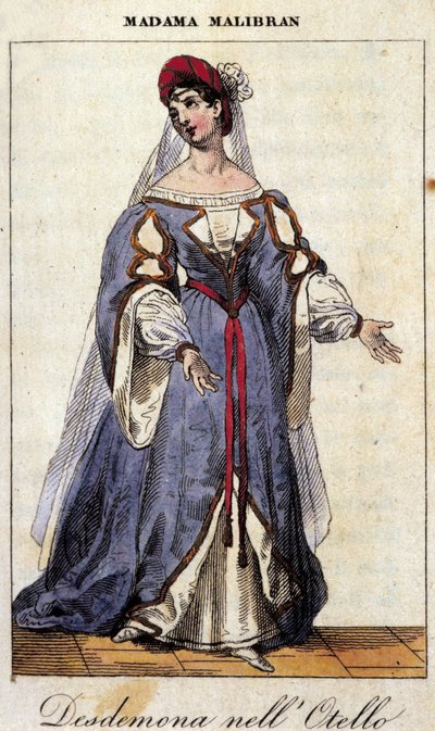Portrét Marie Garciové zvané zpěvačka Malibran (1808-1836) v roli Desdemone pro „“Othella“ (Otello) od Gioachina Rossiniho. Teatro alla Scala 1833. od Unknown artist