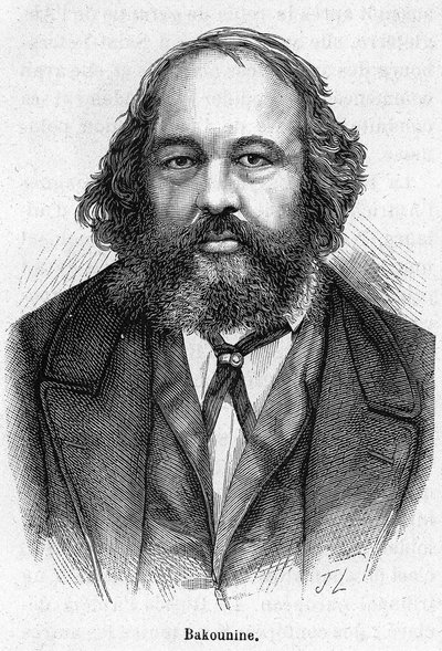 Portrét Michaila Aleksandroviče Bakunina (1814 - 1876), ruského anarchistického revolucionáře. Rytina 19. století. od Unknown artist