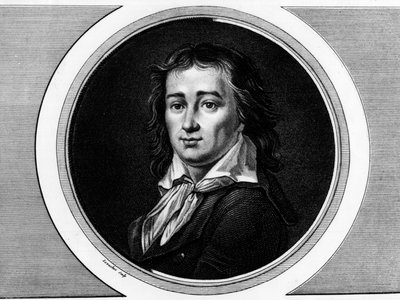 Portrét Pierre Gaspard Chaumette (1763-1794), francouzský politik. Rytina v „“ Kompletní sbírka historických obrazů francouzské revoluce, ve třech svazcích.“““ 1804. od Unknown artist