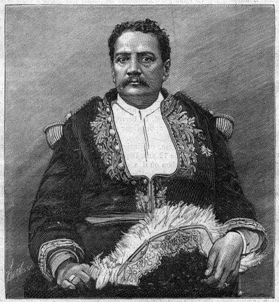 Portrét Pomare V (1839 - 1891), posledního panovníka na Tahiti - rytina od Unknown artist