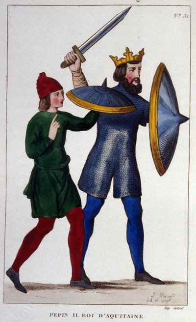 Portrét Pépina II. (823 - 864), krále Akvitánie. rytina z roku 1830. od Unknown artist