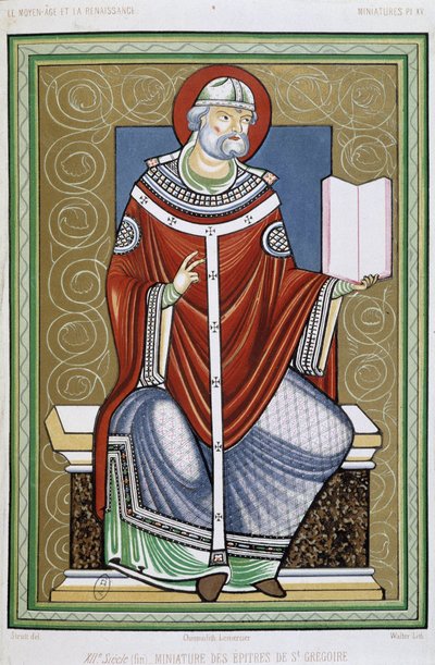 Portrét svatého Řehoře, chromo 19. z miniatury Listů svatého Řehoře od Unknown artist