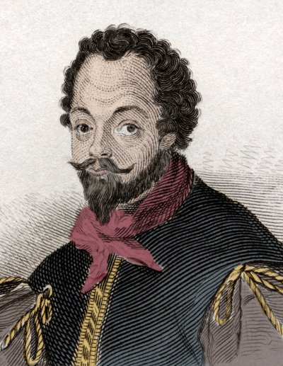 Portrét Sira Francise Drakea (1540-1596), anglického lupiče a mořeplavce. Rytina 19. století. od Unknown artist