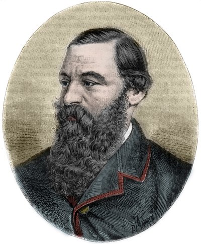 Portrét sira Samuela Bakera (1821-1893) rytina z „„Picturesque Histoire des grands voyages au devatenáctého století“““. 1877 od Unknown artist
