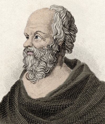 Portrét Sokrata (470-399 př. n. l.), řeckého filozofa. 19. století rytina. od Unknown artist