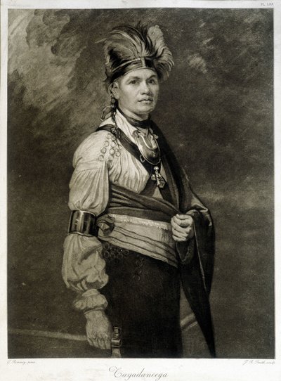 Portrét Tayadaneega (nebo Thayendanega), vůdce kmene Mohawk (skupina severoamerických indiánů, člen Irokézské federace). od Unknown artist