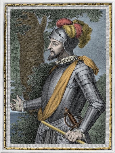 Portrét Vasca Nuneze de Balboa, španělského dobyvatele (1475-1517) - rytina 19. století od Unknown artist