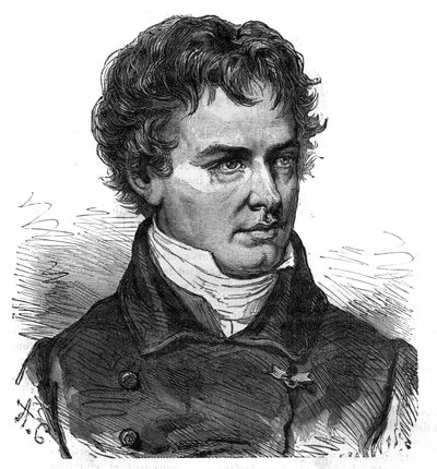 Portrét Victora Jacquemonta (1801 - 1832), francouzského botanika a cestovatele - rytina v „Malebné historii velkých plaveb v devatenáctém století““. 1877 od Unknown artist