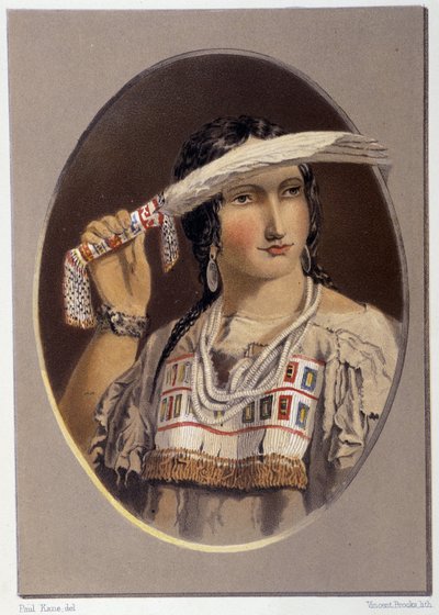 Portrét smíšeného Inda - v „“ Putování umělce mezi indiány Severní Ameriky““ od Paul Kane, Longmans & Roberts, Londýn od Unknown artist
