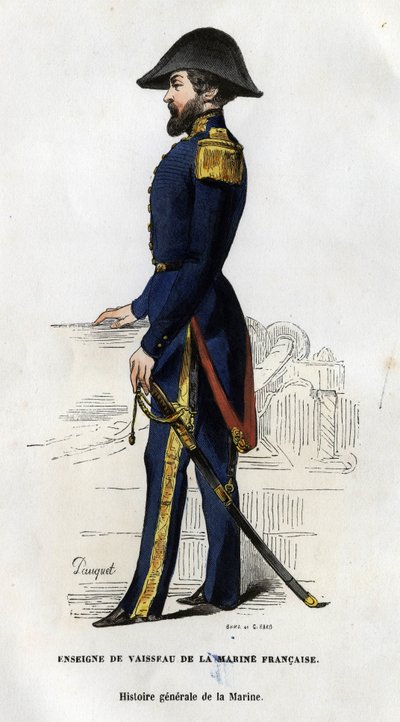 Portrét lodi znamení francouzského námořnictva. v „Obecné historii námořnictva“ od Van Tenaca od Unknown artist