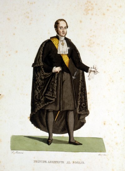 Portrét pomocného prince Svatého stolce, který sloužil při obřadech a návštěvách. Rytina 19. století. od Unknown artist