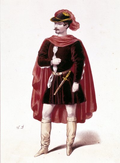 Portrét francouzského tenoristy Louise Gueymarda (1822 - 1880) v roli Henriho v prvním dějství „I vespri siciliani“ (Sicilian vepres) od Giuseppe Verdiho od Unknown artist
