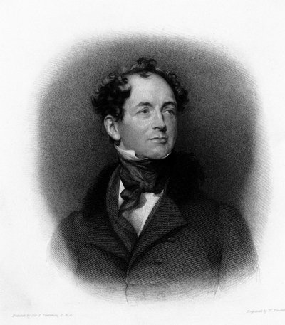 Portrét irského básníka Thomase Moora (nebo Thomase More) (1779-1852) Rytina 19. století od Unknown artist